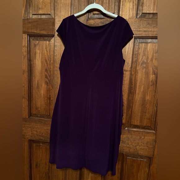 Sandra Darren Deep Purple Midi Dress Layered Size 16 - Picture 6 of 9